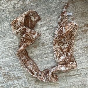 Brown & Cream Paisley 100% Silk Pattern Scarf